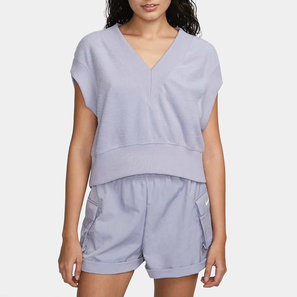 Nike Reverse French Terry Crop Lilac Sleeveless Women’s Top Sz Large NWT